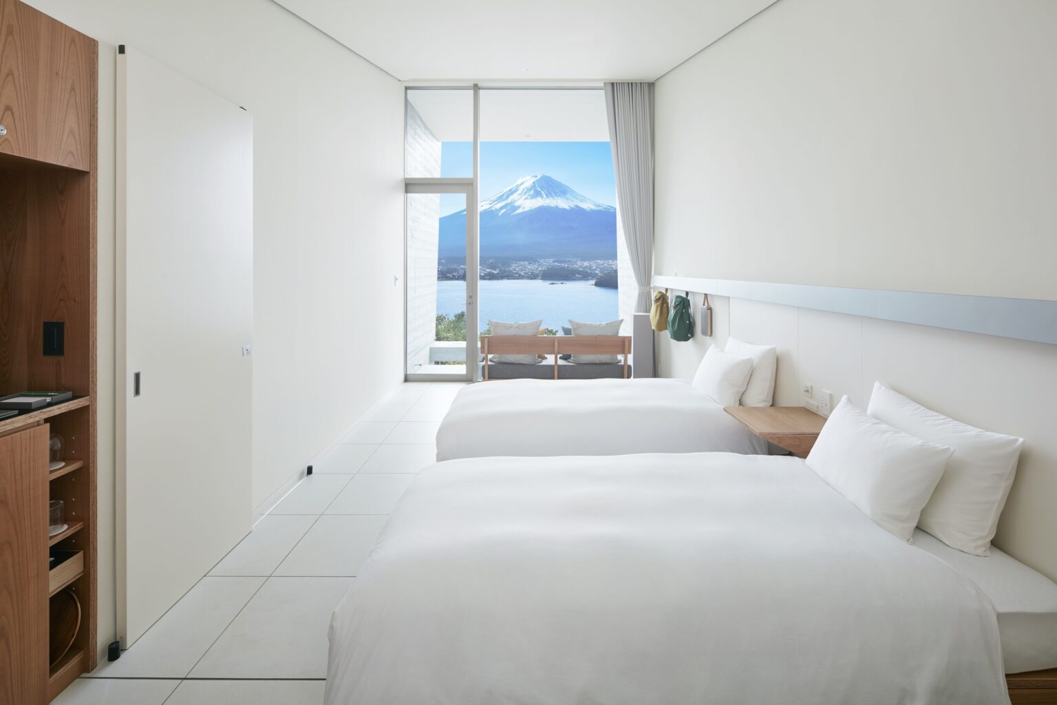 Twin room with Mount Fuji view at HOSHINOYA Fuji