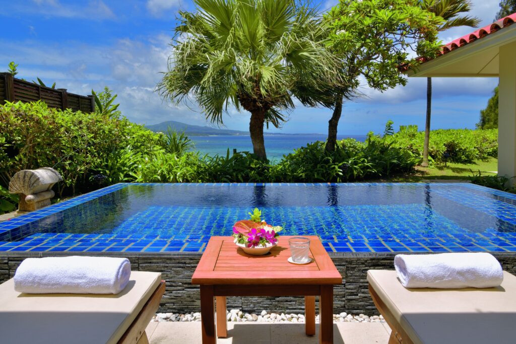 Poolside with ocean views at The Busena Terrace Okinawa