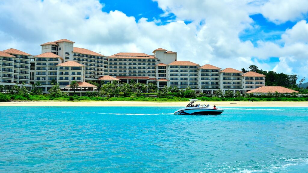 Private beach and resort building at The Busena Terrace Nago Okinawa