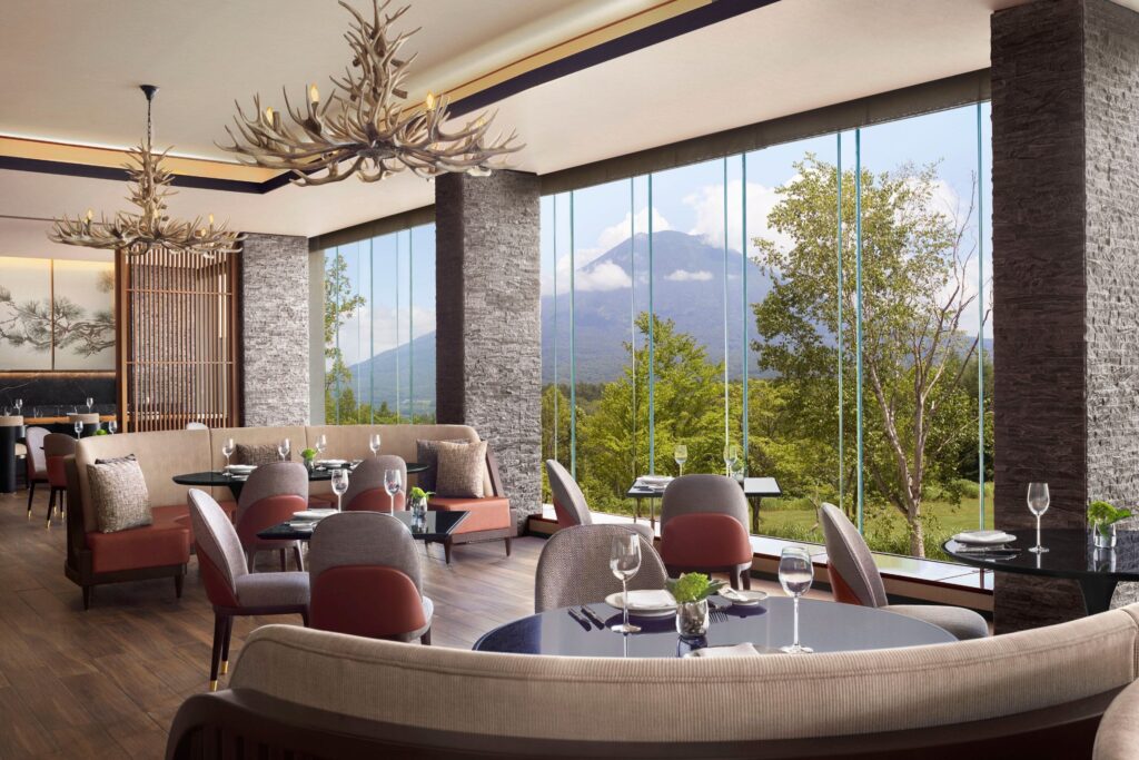 Yukibana restaurant overlooking Mount Yotei at Higashiyama Niseko Village