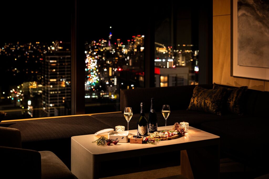 Night view from a suite at The Ritz-Carlton Fukuoka