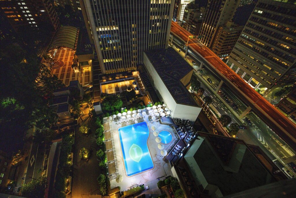 Garden Pool at ANA InterContinental Tokyo at night