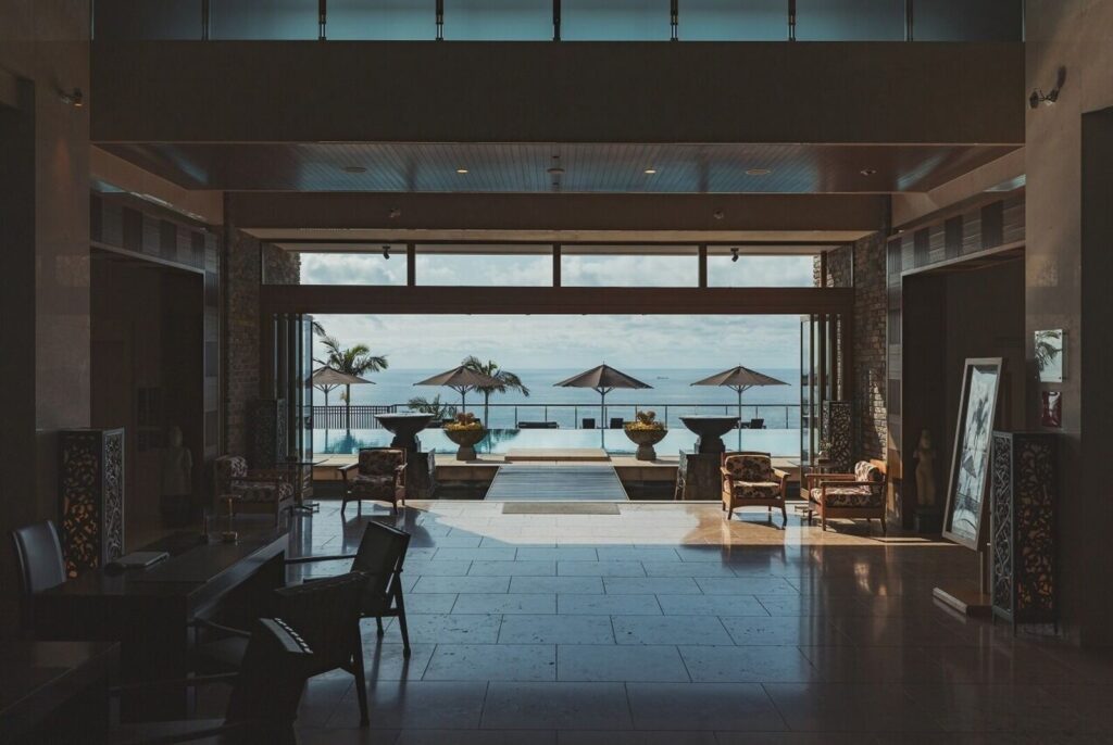 Infinity pool and ocean-facing lounge at sankara hotel and spa Yakushima