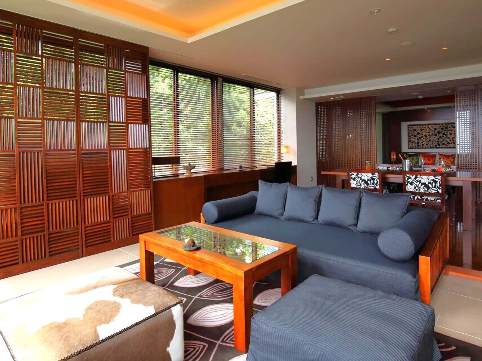 Spacious living room in the Sankara Suite at sankara hotel and spa Yakushima