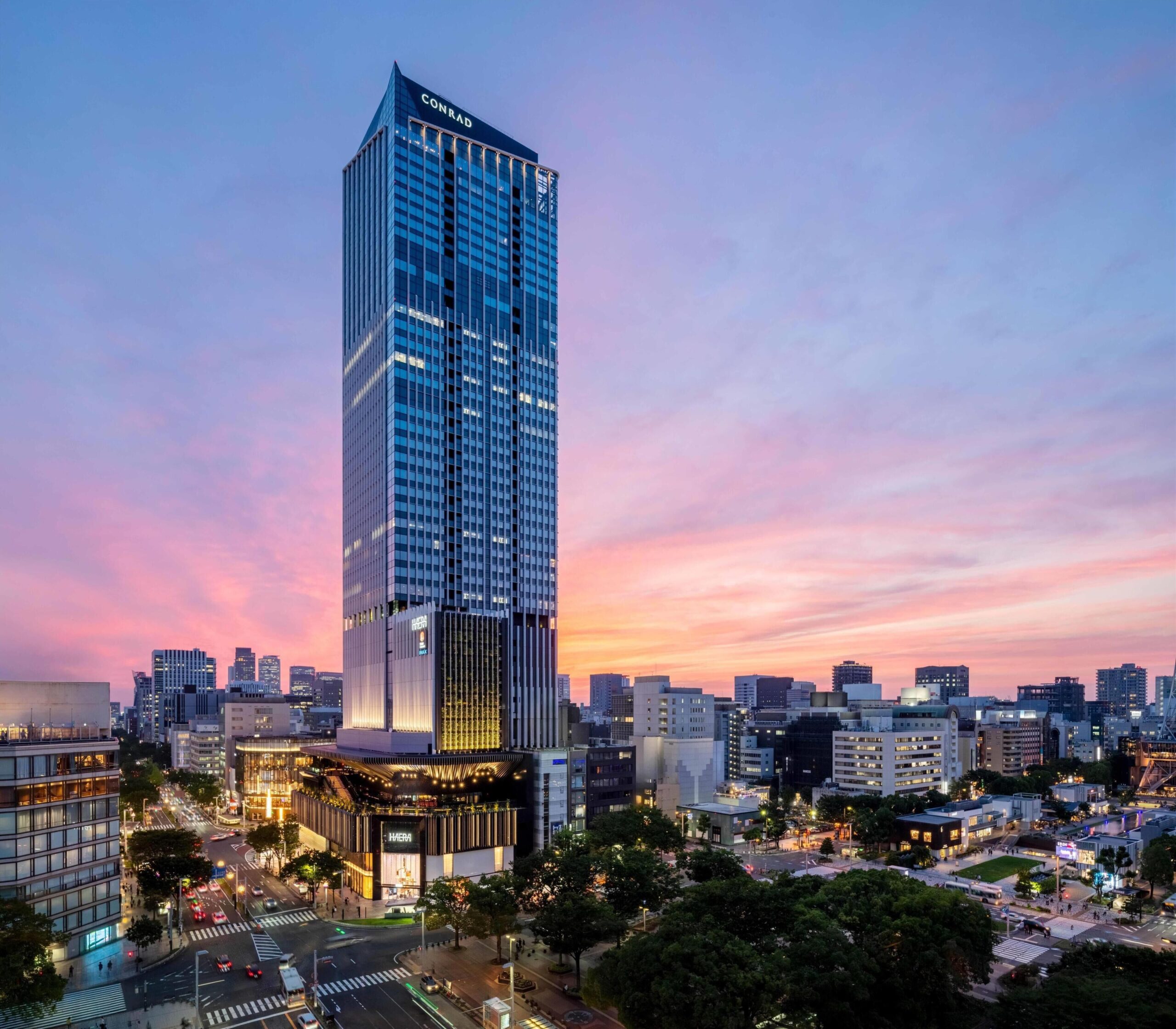 Conrad Nagoya at The Landmark Nagoya Sakae at dusk