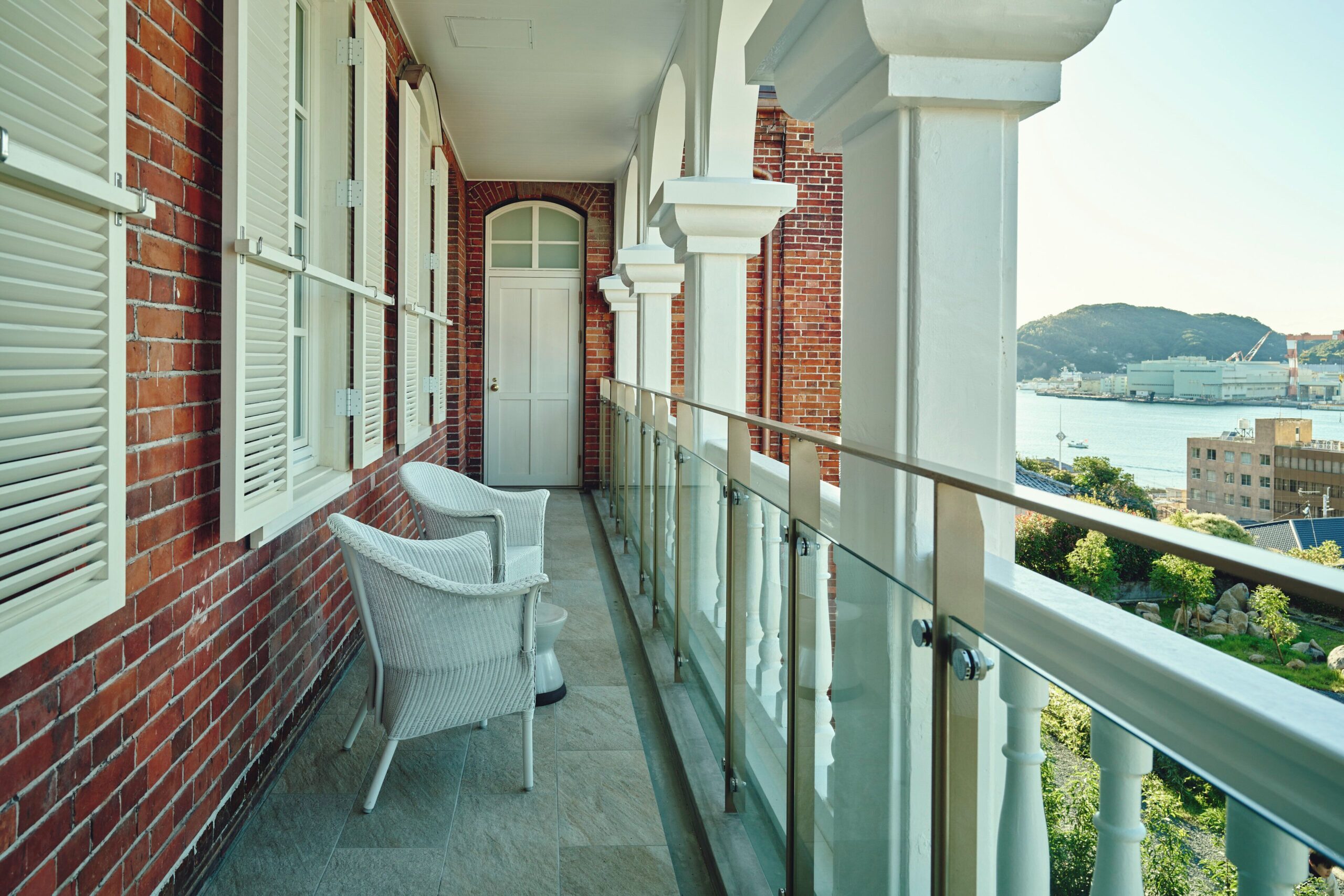 Private balcony overlooking Nagasaki Bay at Hotel Indigo Nagasaki