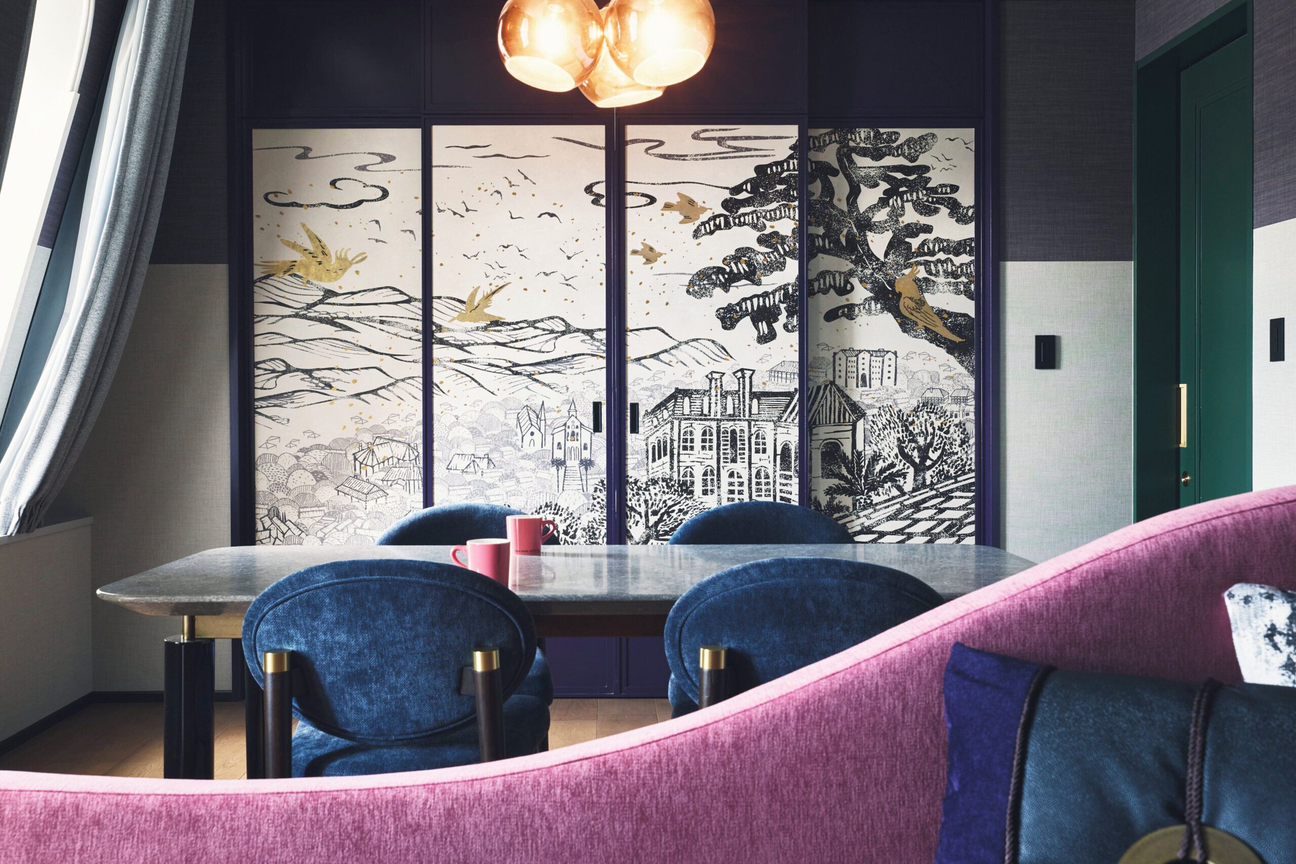 Dining area with decorative artwork at Hotel Indigo Nagasaki Glover Street