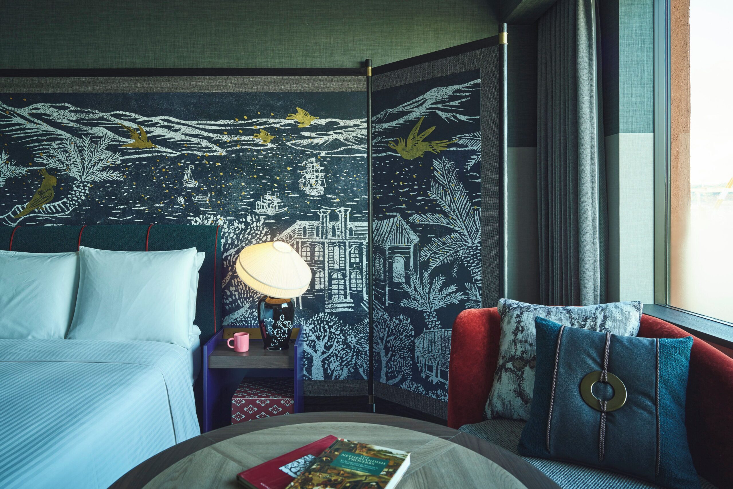 Heritage Wing guest room with a Nagasaki-inspired wall mural