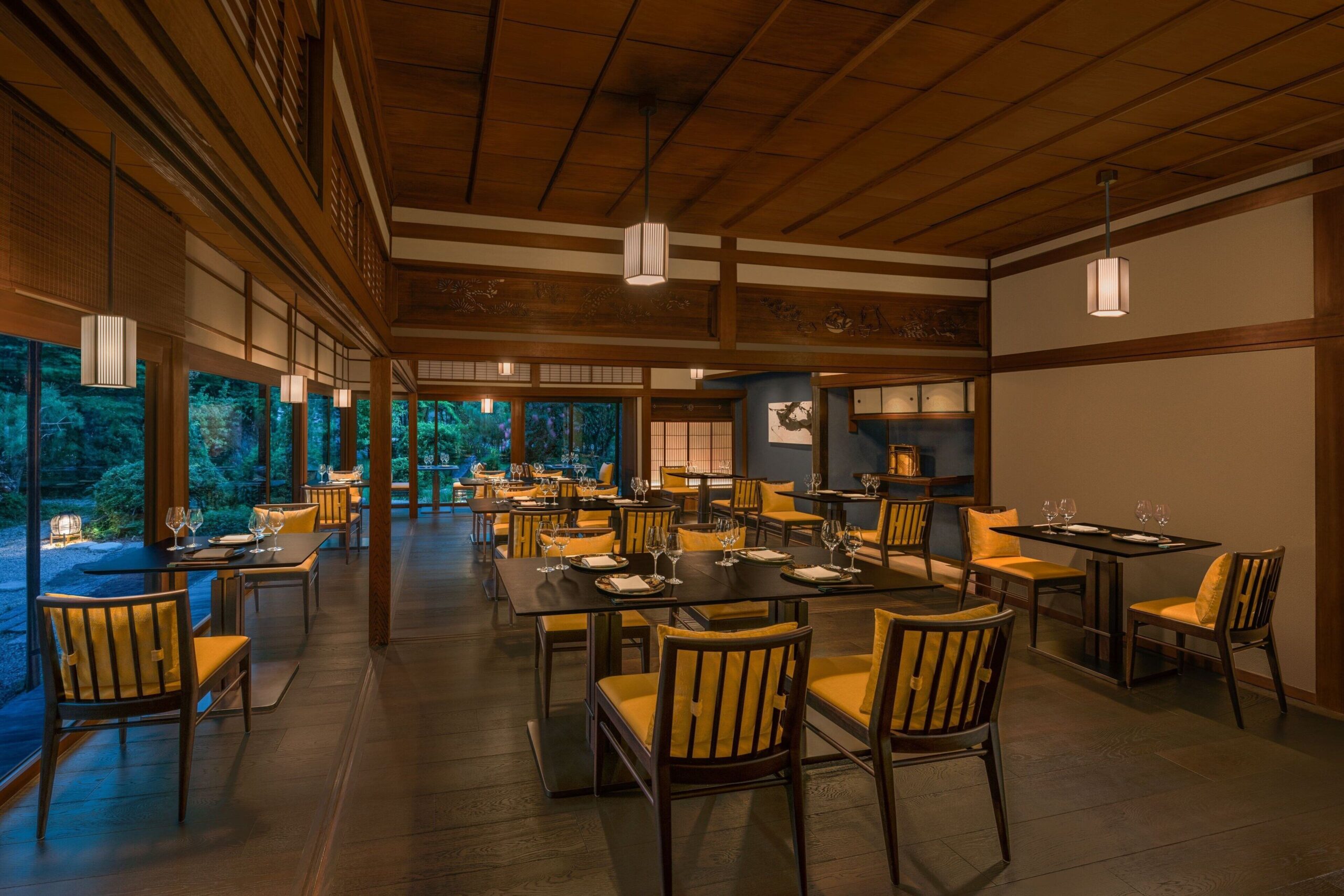 Dining room at Restaurant Suiyou, set in the former governor's residence at Shisui, Nara